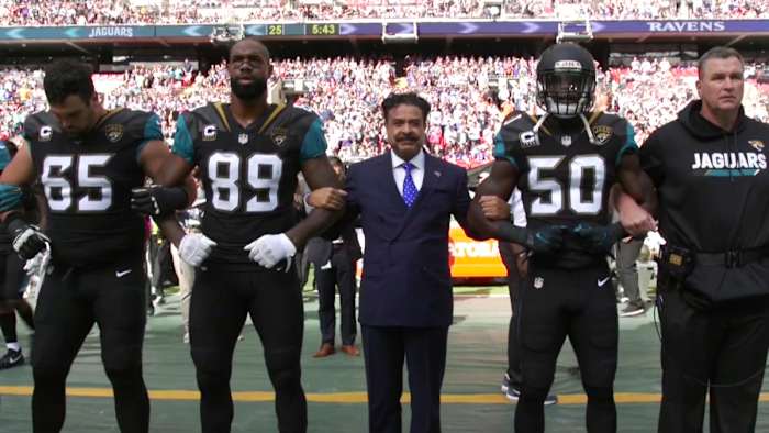 With the players at Wembley for the anthem.